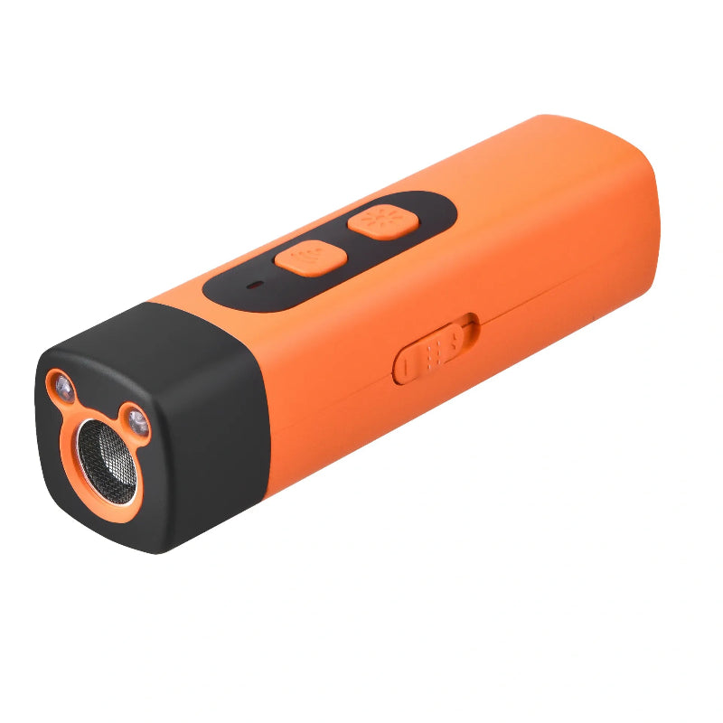 Orange and black handheld device on a white background